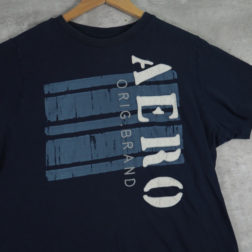 Aeropostale Aero Graphic Tee Large Navy Blue Short Sleeve Applique Casual - Picture 2 of 6